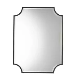 Kirklands Home Decorative Mirrors|Black Metal Scalloped Rectangle Wall Mirror