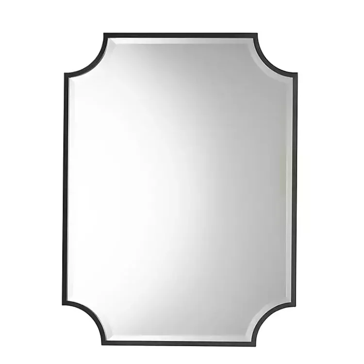 Kirklands Home Decorative Mirrors|Black Metal Scalloped Rectangle Wall Mirror