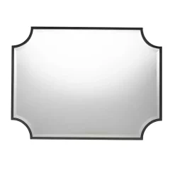 Kirklands Home Decorative Mirrors|Black Metal Scalloped Rectangle Wall Mirror