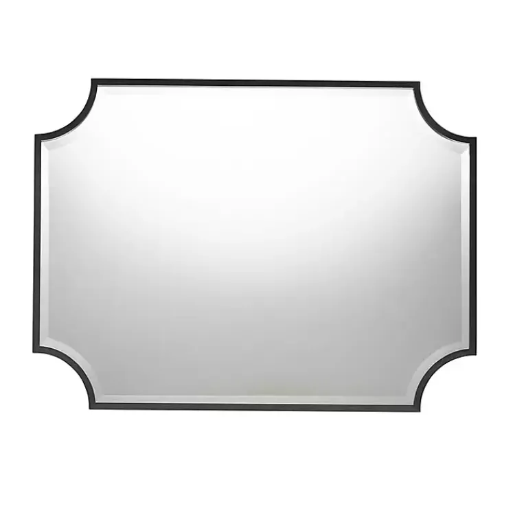 Kirklands Home Decorative Mirrors|Black Metal Scalloped Rectangle Wall Mirror