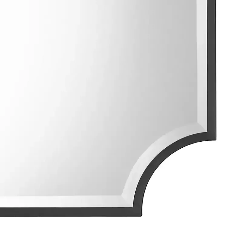 Kirklands Home Decorative Mirrors|Black Metal Scalloped Rectangle Wall Mirror