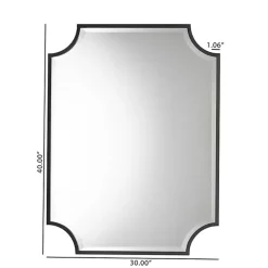 Kirklands Home Decorative Mirrors|Black Metal Scalloped Rectangle Wall Mirror