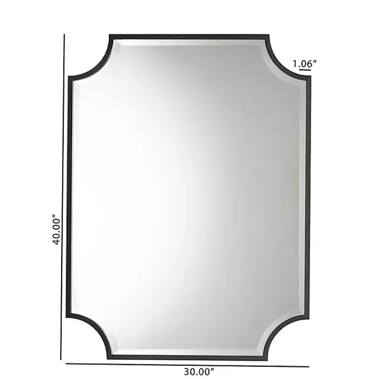 Kirklands Home Decorative Mirrors|Black Metal Scalloped Rectangle Wall Mirror