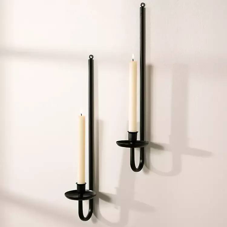 Sale Black Metal Taper Candle Holder Sconces, Set of 2 Sconces