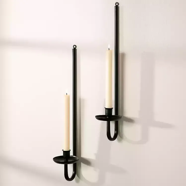 Sale Black Metal Taper Candle Holder Sconces, Set of 2 Sconces