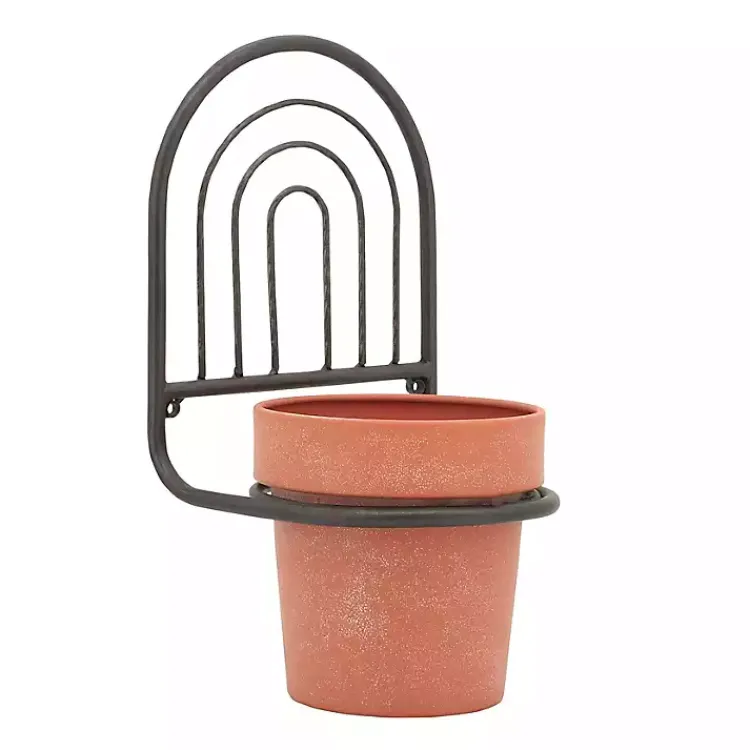 Kirklands Home Planters|Black Metal Terracotta Arch Wall Planter, 11 in.
