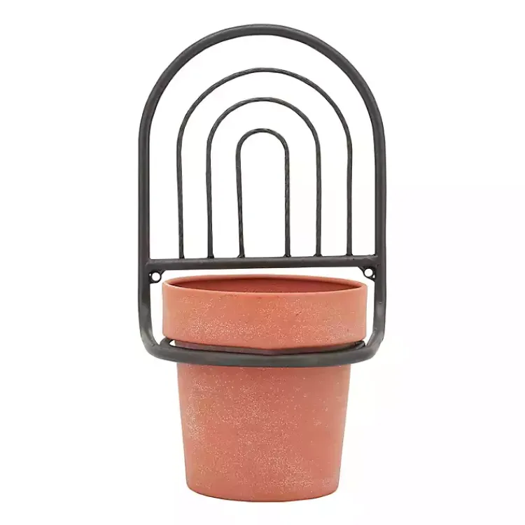 Kirklands Home Planters|Black Metal Terracotta Arch Wall Planter, 11 in.