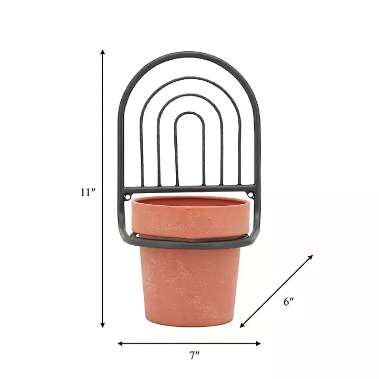 Kirklands Home Planters|Black Metal Terracotta Arch Wall Planter, 11 in.