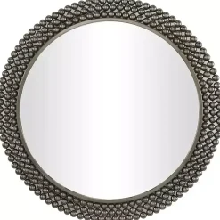 Kirklands Home Decorative Mirrors|Metal Tiered Bead Frame Wall Mirror Black