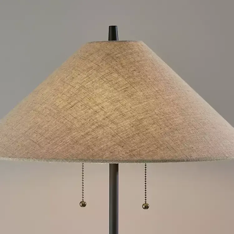 Kirklands Home Floor Lamps|Black Metal Walnut Flare Pulls Floor Lamp Tan