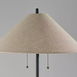 Kirklands Home Floor Lamps|Black Metal Walnut Flare Pulls Floor Lamp Tan