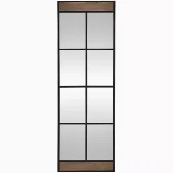 Kirklands Home Decorative Mirrors|Black Metal Window Grid Standing Mirror