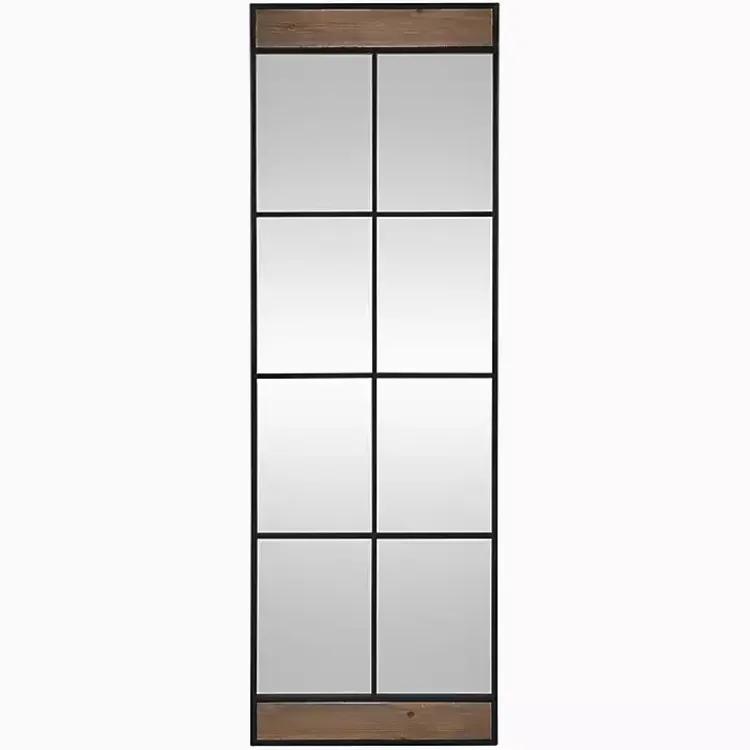 Kirklands Home Decorative Mirrors|Black Metal Window Grid Standing Mirror