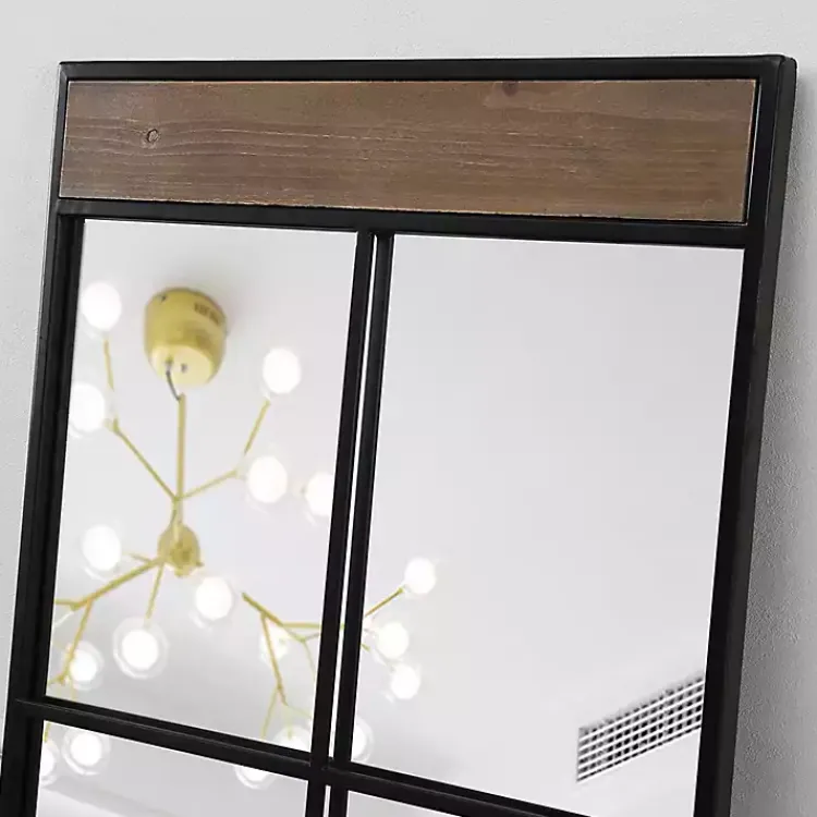 Kirklands Home Decorative Mirrors|Black Metal Window Grid Standing Mirror