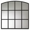 Kirklands Home Decorative Mirrors|Black Metal Windowpane Arched Wall Mirror