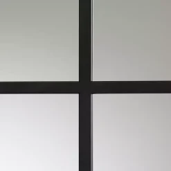 Kirklands Home Decorative Mirrors|Black Metal Windowpane Arched Wall Mirror