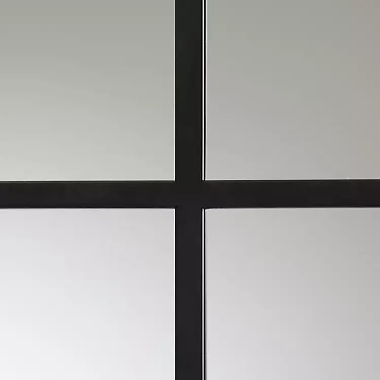 Kirklands Home Decorative Mirrors|Black Metal Windowpane Arched Wall Mirror