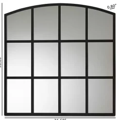 Kirklands Home Decorative Mirrors|Black Metal Windowpane Arched Wall Mirror