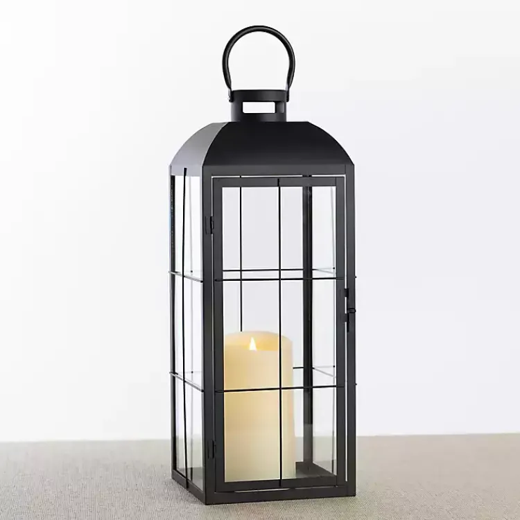 New Metal Windowpane Lantern, 21 in. Lanterns