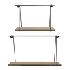 Kirklands Home Shelves|Black Metal Wood Swing Wall Shelves, Set of 2