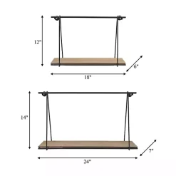 Kirklands Home Shelves|Black Metal Wood Swing Wall Shelves, Set of 2