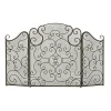 Black Metallic Scroll Three-Panel Fire Screen Fireplace Accessories