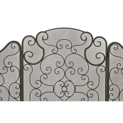 Black Metallic Scroll Three-Panel Fire Screen Fireplace Accessories