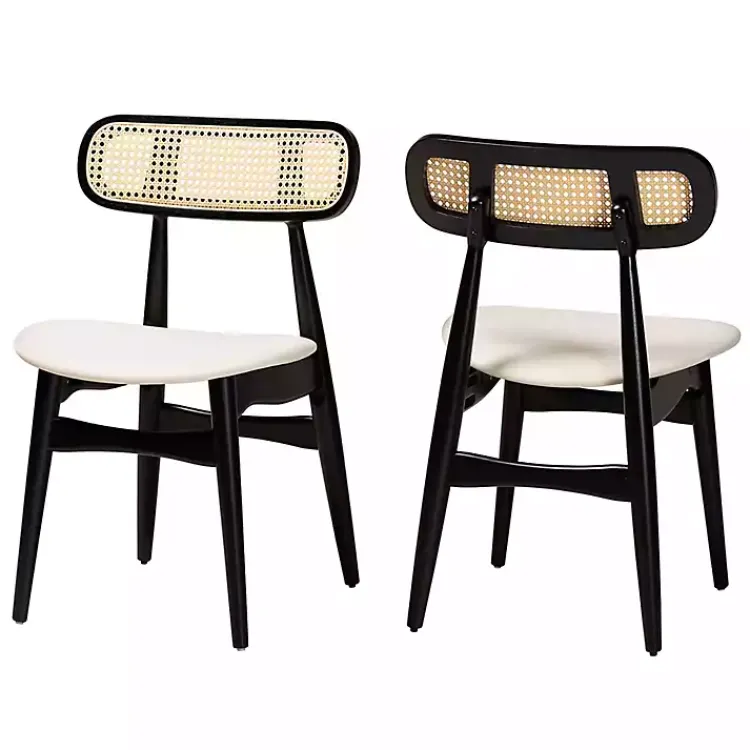 Kirklands Home Dining Chairs|Black Mid-Century Modern Dining Chairs, Set of 2 White