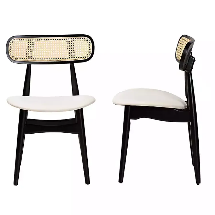 Kirklands Home Dining Chairs|Black Mid-Century Modern Dining Chairs, Set of 2 White