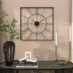 Kirklands Home Clocks|Minimal Square Open Face Clock Black