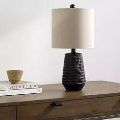 Kirklands Home Table Lamps|Modern Etched Table Lamp Black