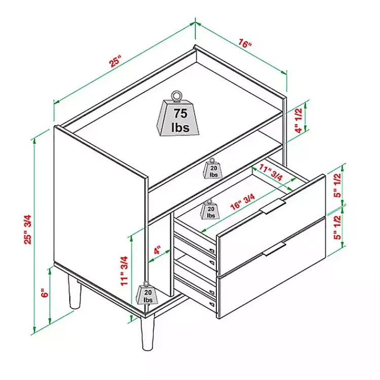 Kirklands Home Nightstands|Modern Frame Wood Nightstand Black