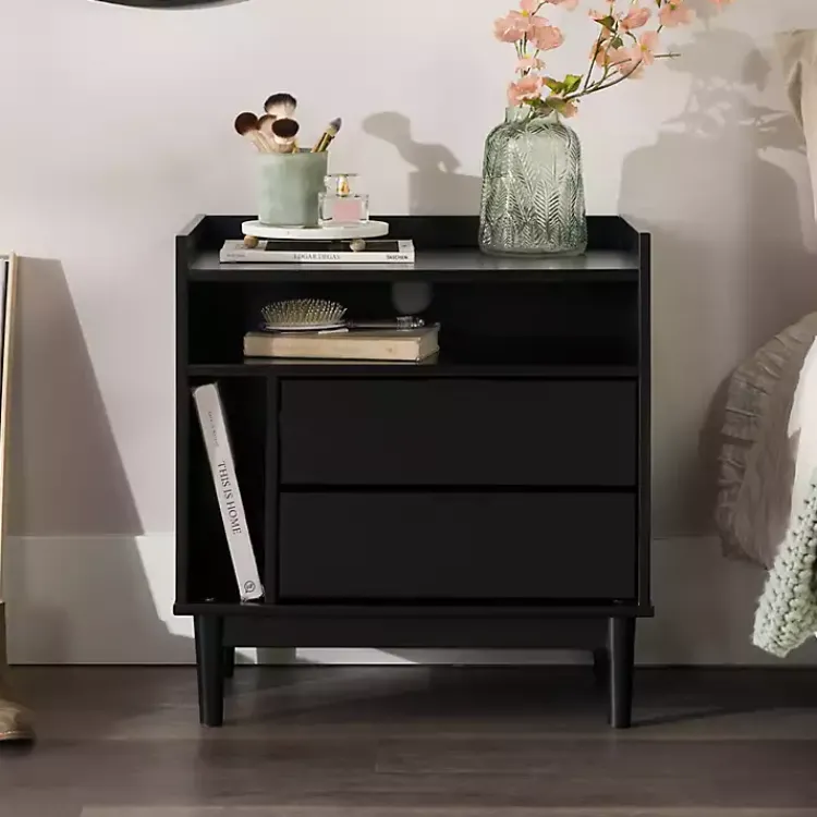 Kirklands Home Nightstands|Modern Frame Wood Nightstand Black