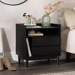 Kirklands Home Nightstands|Modern Frame Wood Nightstand Black