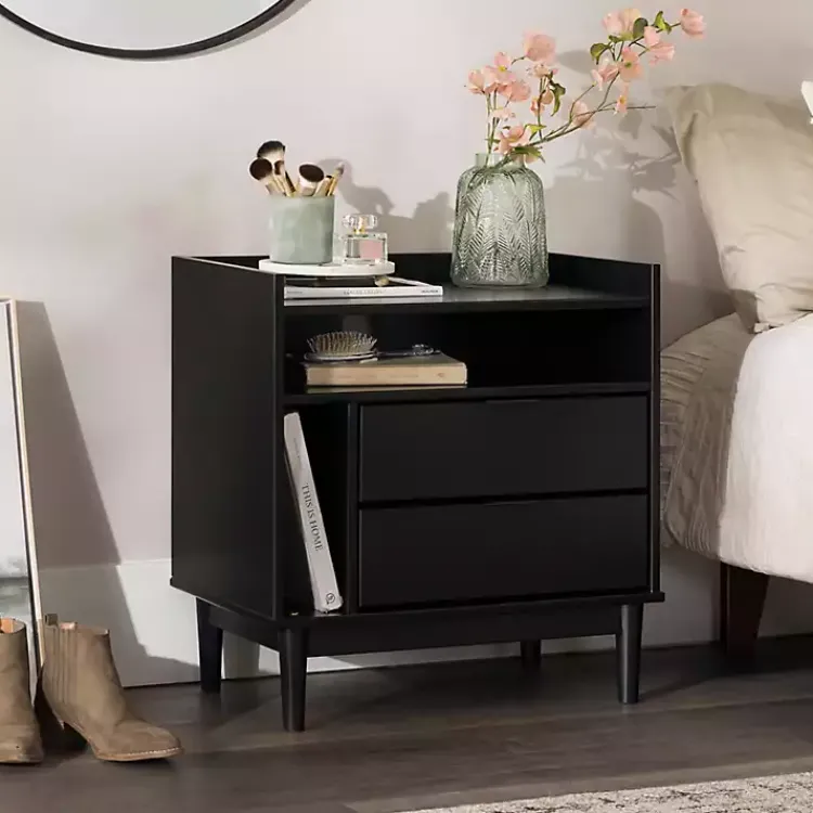 Kirklands Home Nightstands|Modern Frame Wood Nightstand Black
