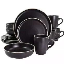 Kirklands Home Dinnerware|Modern Stoneware 16-pc. Dinnerware Set Black
