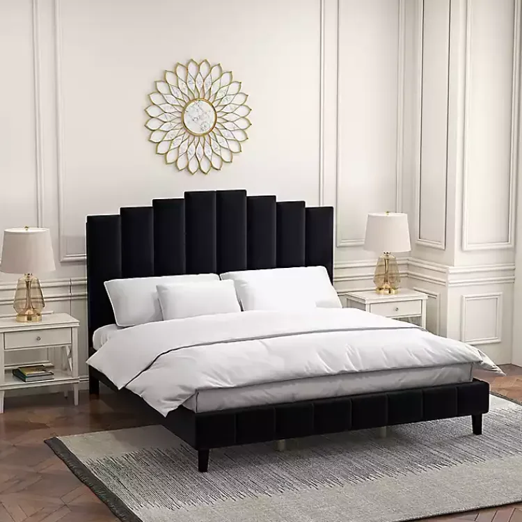 Kirklands Home Beds & Headboards|Modern Tufted Platform King Bed Black