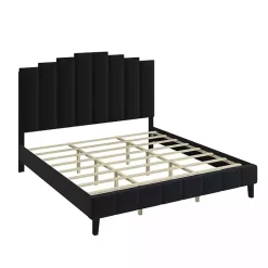 Kirklands Home Beds & Headboards|Modern Tufted Platform King Bed Black