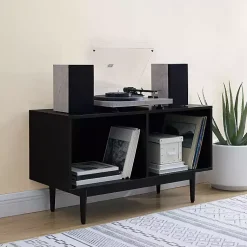 Kirklands Home Console Tables|Black Modern Wood Console Table, 40 in.