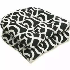 Kirklands Home Outdoor Cushions & Pillows|Black New Geometric 2-pc. Wicker Chair Cushion Set