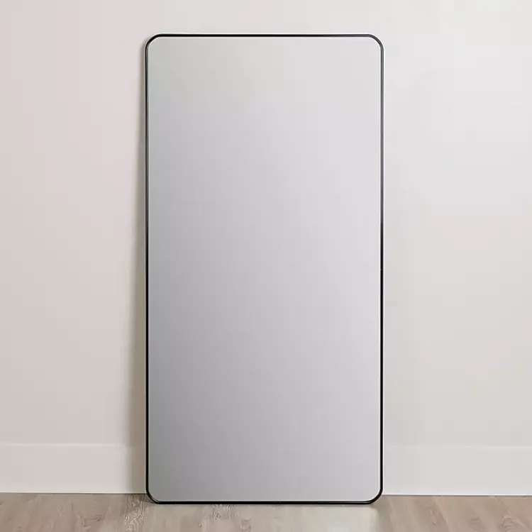 Kirklands Home Full Length & Floor Mirrors|Black Nouveau Linear Leaner Mirror