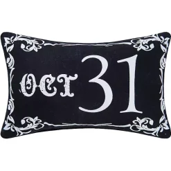 Sale Black Oct 31 Goth Script Mini Halloween Pillow Halloween
