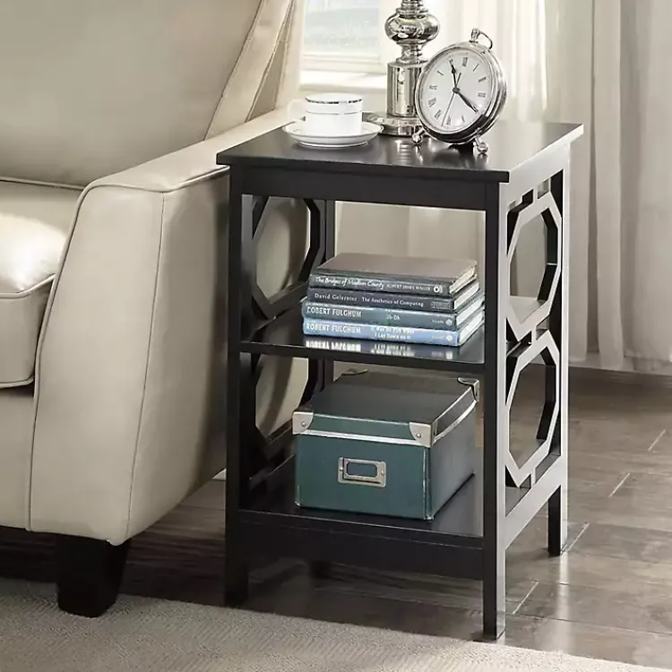 Kirklands Home Accent & End Tables|Octagon 2-Shelf Accent Table Black