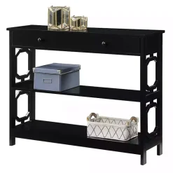 Kirklands Home Console Tables|Octagon 2-Shelf Console Table Black
