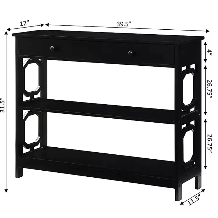 Kirklands Home Console Tables|Octagon 2-Shelf Console Table Black
