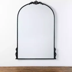 Kirklands Home Decorative Mirrors|Black Ornate Antique Carved Wall Mirror