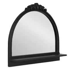 Kirklands Home Decorative Mirrors|Black Ornate Arch Wall Mirror with Shelf
