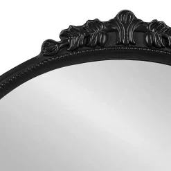 Kirklands Home Decorative Mirrors|Black Ornate Arch Wall Mirror with Shelf