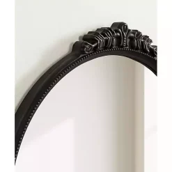 Kirklands Home Decorative Mirrors|Black Ornate Arch Wall Mirror with Shelf