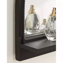 Kirklands Home Decorative Mirrors|Black Ornate Arch Wall Mirror with Shelf